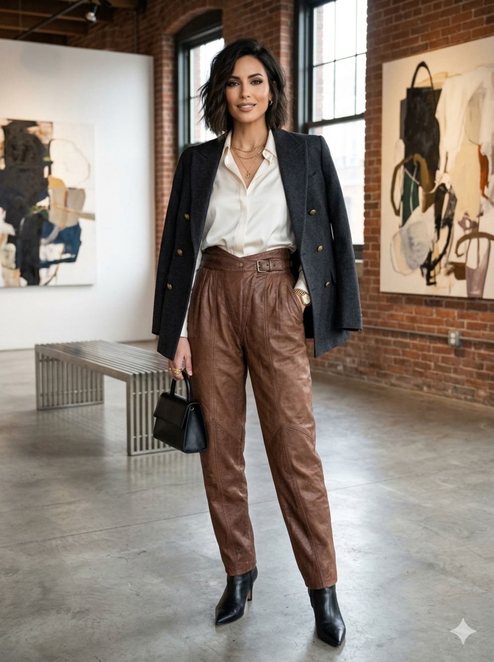 Vintage G-III brown distressed leather pants Size 6 Western Boho Biker Indie